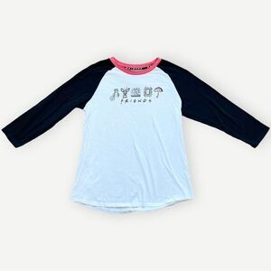 FRIENDS TV Show Long Sleeve Logo Crewneck Baseball Tee. Shirt. Top. Medium.